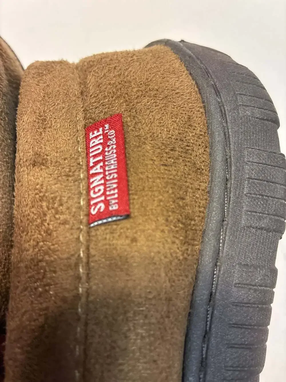 Signature by Levi Strauss & Co. Men's Brown Suede Moccasin Slippers with Plaid L